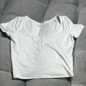 Hollister White Scoop Neck Women's Top size small